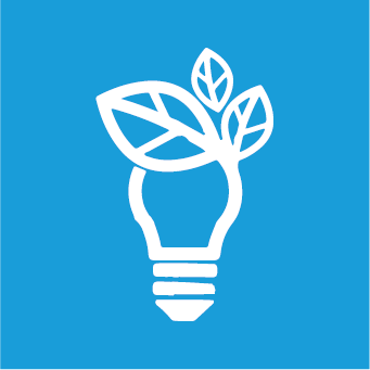 sustainable icon showing a lightbulb with leaves coming out